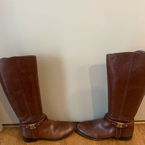 Brown leather Tory Burch riding boots